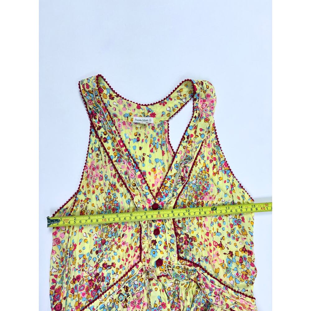 Poupette St Barth Yellow Floral Ruffle Mini Dress Racerback Resort Boho Coastal - Picture 13 of 15